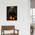 thumbnail image 4 of ONETECH Painting Print on Canvas Framed Wall Art Halloween Owl Pumpkin Ghost Face Artwork Canvas Picture Prints for Bedroom Living Room Bathroom Decoration Tree Branch Moon on Linen12x16in, 4 of 4