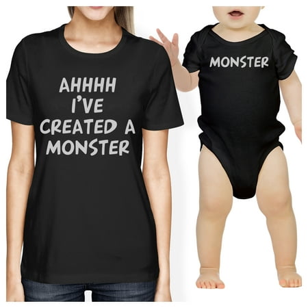 Created A Monster Mom and Baby Matching Gift T-Shirts Baby Bodysuit