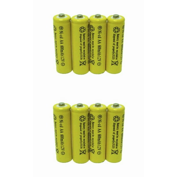 8 Piece Set Aa Nicd 600mah 12v Rechargeable Solar Battery 8 Pack