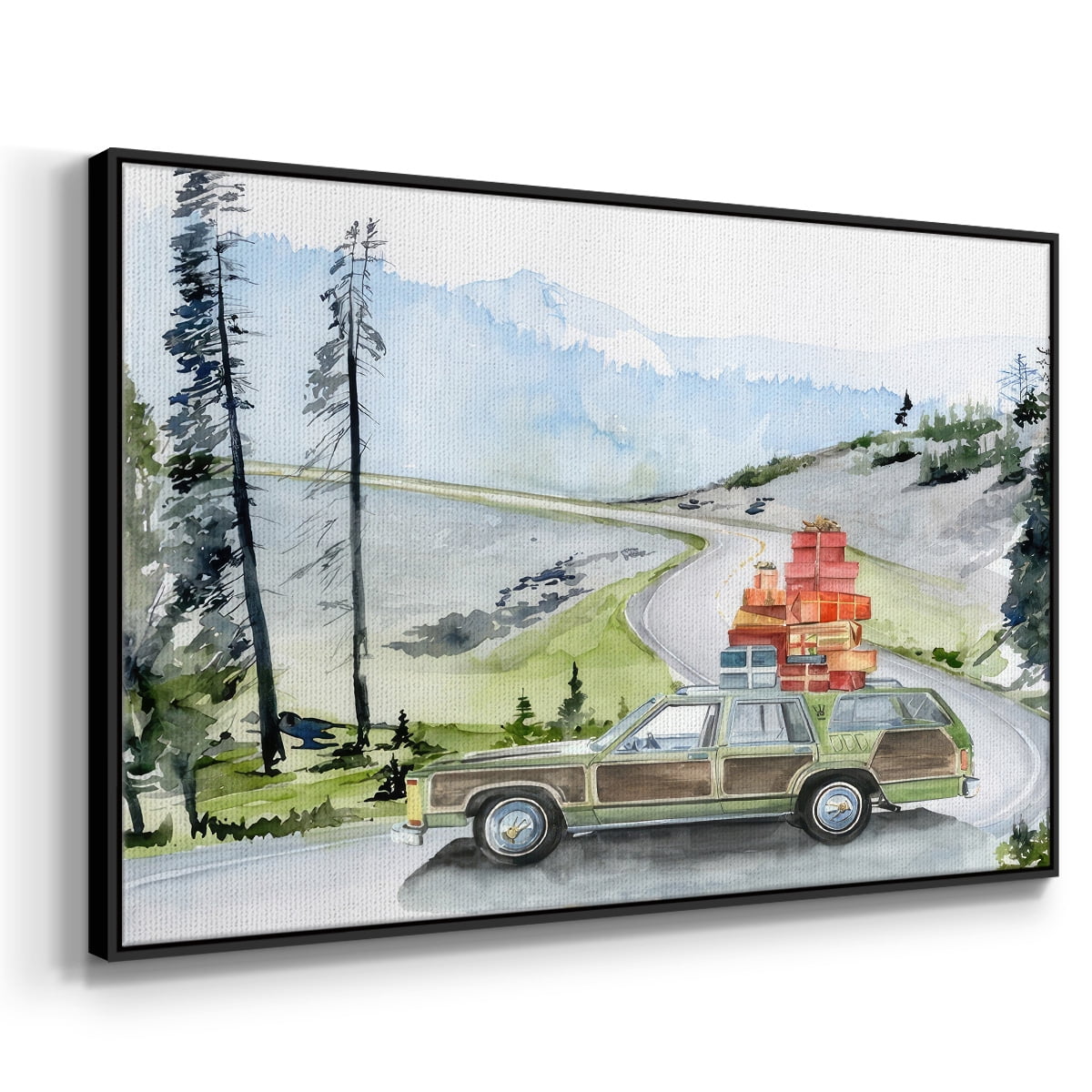 Holiday Vacation II - Framed Gallery Wrapped Holiday Canvas - 27 x 41 - Black Frame