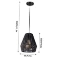 thumbnail image 3 of UPGRATOR Hanging Lamp Shade Wicker Lamp Shade Black Metal Decoration 1Set, 3 of 7