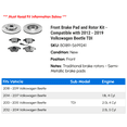 thumbnail image 2 of Front Brake Pad and Rotor Kit - Compatible with 2012 - 2019 Volkswagen Beetle TDI 2013 2014 2015 2016 2017 2018, 2 of 2