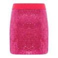 thumbnail image 2 of Doomiva Kids Girls Sequins Stretchy Bodycon Mini Skirts Sparkly Elastic Waist Pencil Skirts Dancing Party Skorts Hot Pink 150, 2 of 4