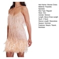 thumbnail image 4 of Women Dress Tassel Sequin V Neck Sleeveless Backless Feather Decor Loose Rumba Cha-cha Dance Costume Mini Club Party Dress -Golden,2XL, 4 of 5