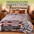 thumbnail image 3 of Sacred Thread Fleece Blanket South Western, Reversible Mexican, Vibrant Aztec Blankets and Throws for Aztec Decor for Home (Grey Flannel / Sherpa) (Full (60''x80''), 3 of 10