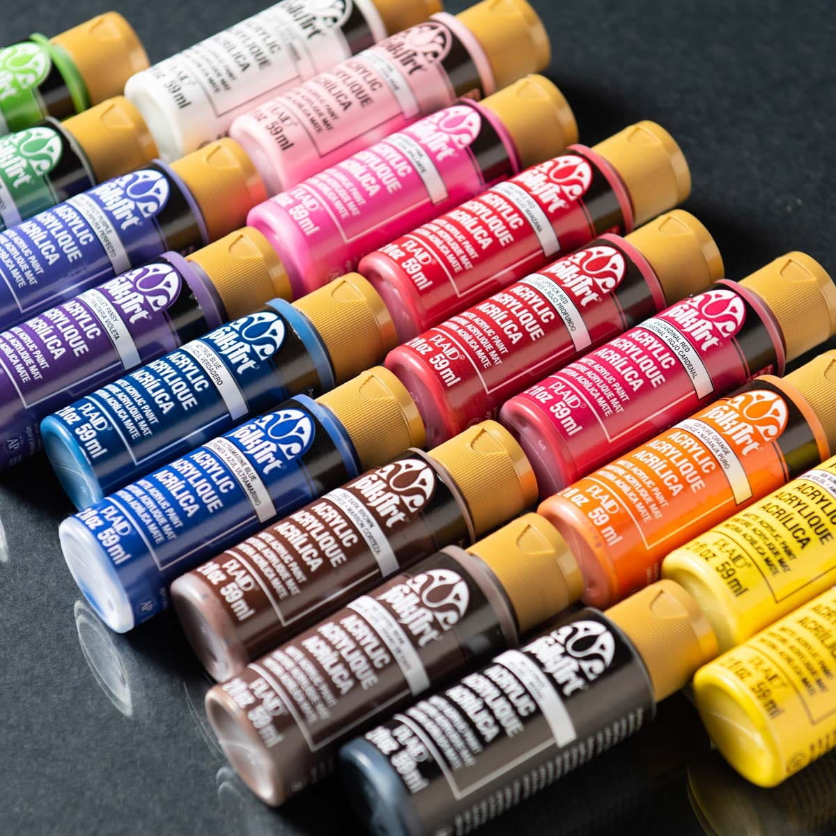 FolkArt Acrylic Craft Paint, Matte Finish, Multicolor, Set of 18, 2 fl oz