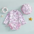 thumbnail image 5 of Girls Swimsuit One Piece Bathing Suit Cartoon Print Swimsuits with Matching Swim Cap Trianglar Cut for Toddlers Kids Swimwear 0-6 Months, 5 of 5