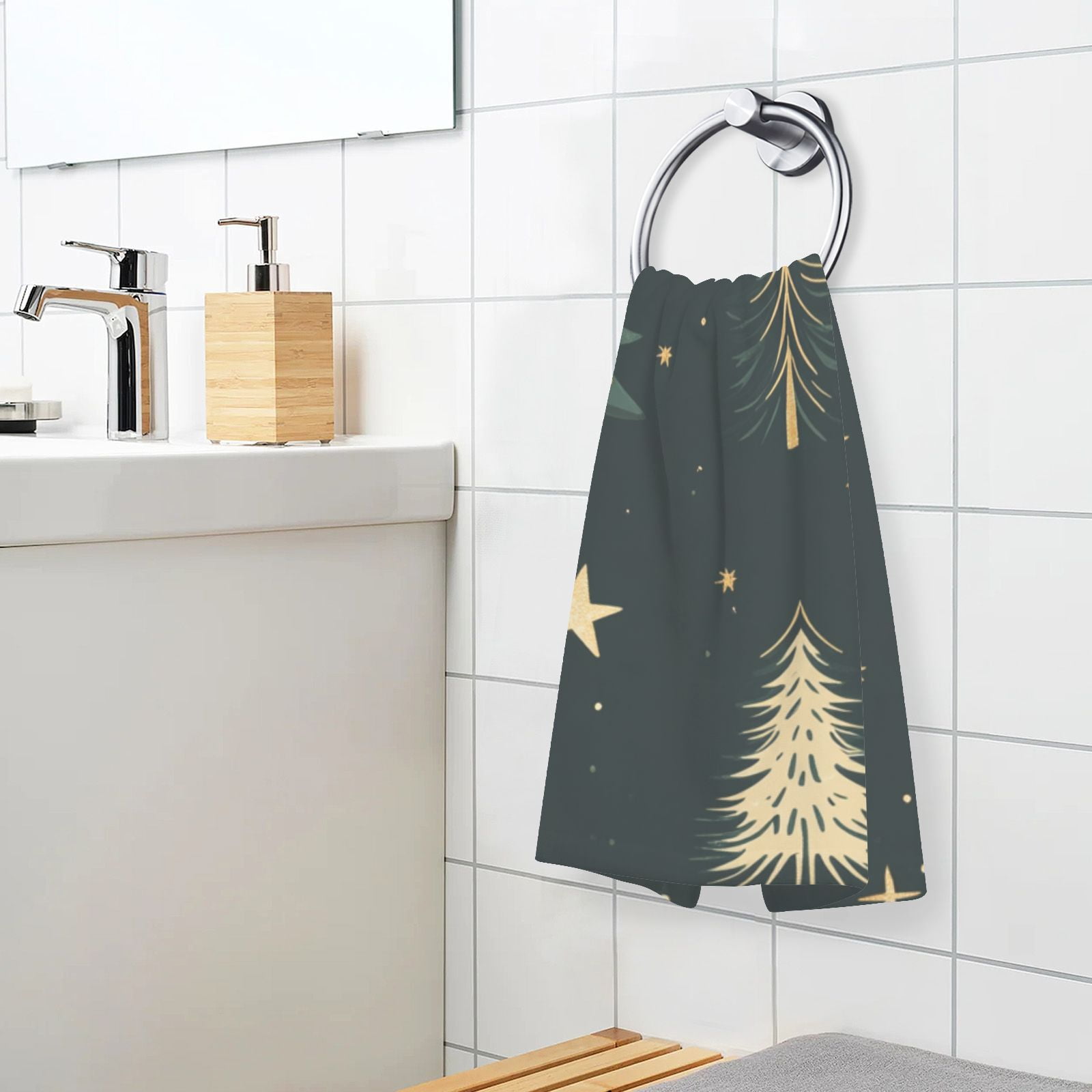 Christmas Snow Trees Hand Towels Cotton Bath Towels Large Face Towels Absorbent for Bathroom 2 Packs