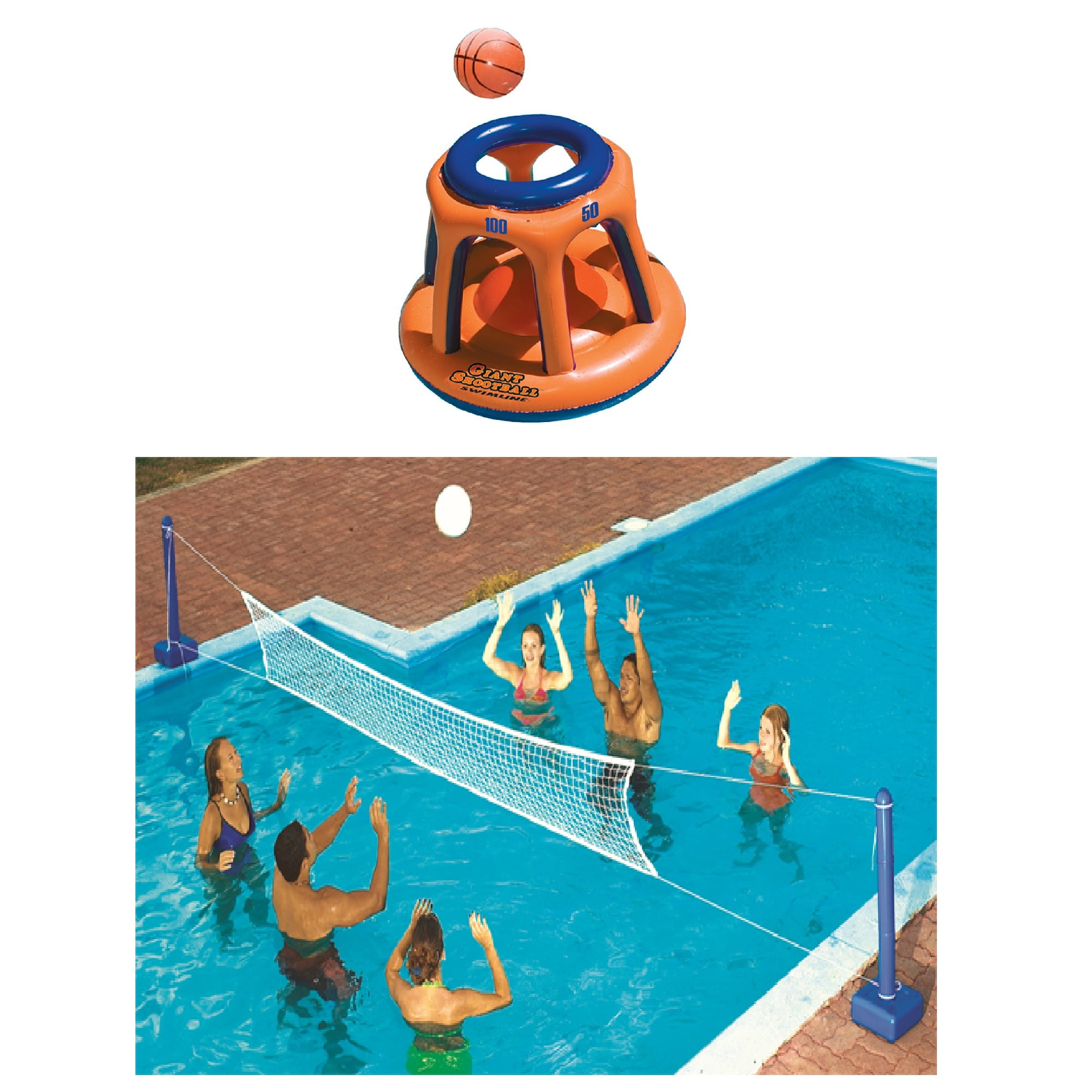 Swimline Giant Shootball Inflatable Pool w/Swimline Pool Volleyball Game