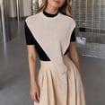thumbnail image 2 of WEIYLL Fall Tops for Women Solid Color Triangular Shawl Small Layered Beige Ladies Fall Blouses ,One Size, 2 of 4