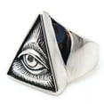 thumbnail image 6 of K-KED Mens Illuminati Triangle All Seeing Eye of Providence Ring Men Size 7-15-9-Silver, 6 of 9