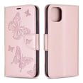 thumbnail image 3 of Allytech iPhone 11 Pro Max Case (6.5"), Slim Fit PU Leather Folio Butterfly Embossed Shockproof Wrist Hand Strap Flip Cards Holder Wallet Case TPU Back Cover for Apple iPhone 11 Pro Max, Pink, 3 of 8