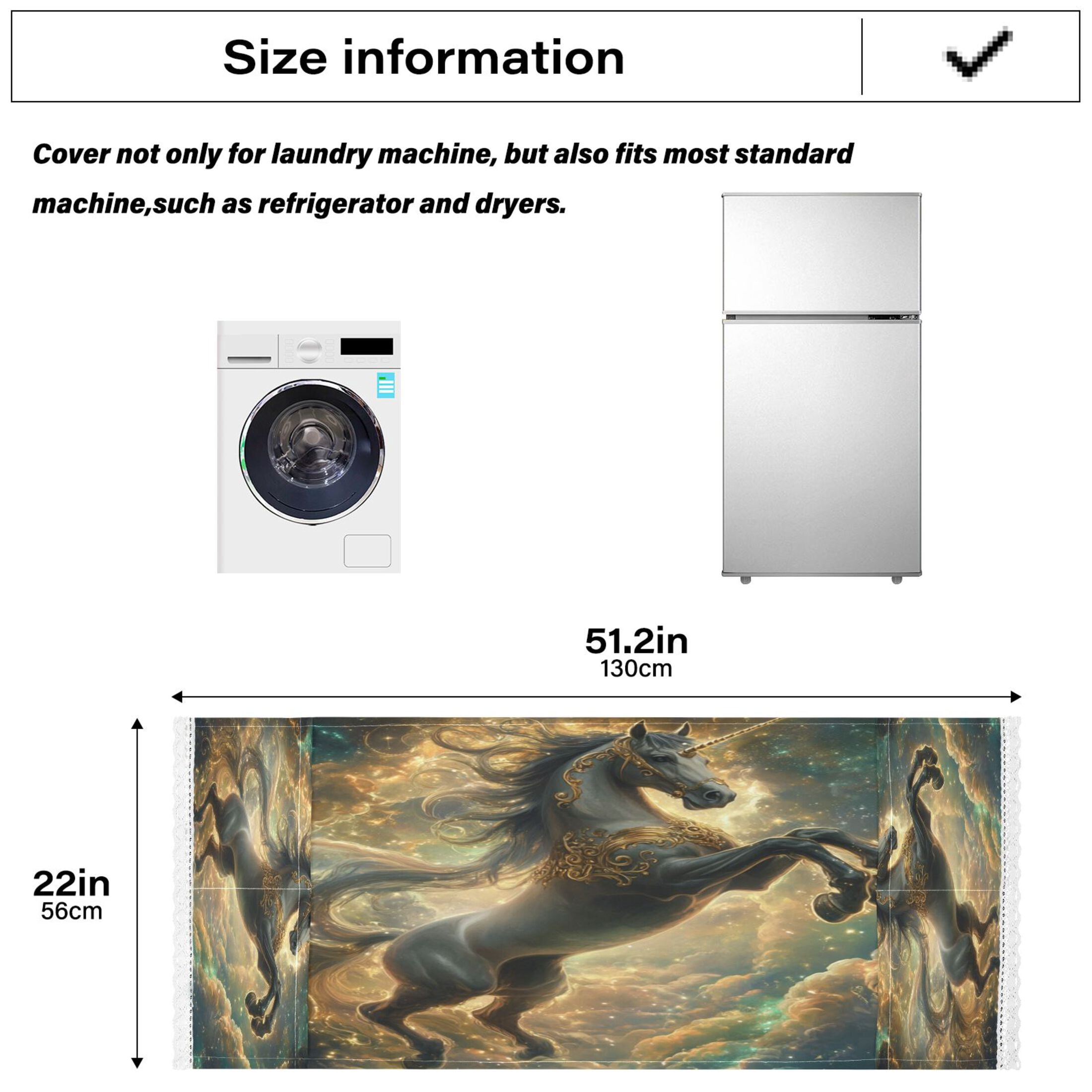 Dustproof Washing Machine Cloth Washer and Dryer Top Covers, Fridge Dust Cover, With Storage Bags Noble and Elegant Horse
