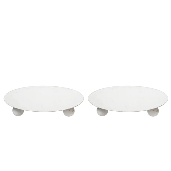 Hosley Iron Pillar Candle Holders 4 Inch Diameter Table Centerpiece | Perfect for Home Decor, Wedding, Parties, Living Room| Pack of 2, White Wash
