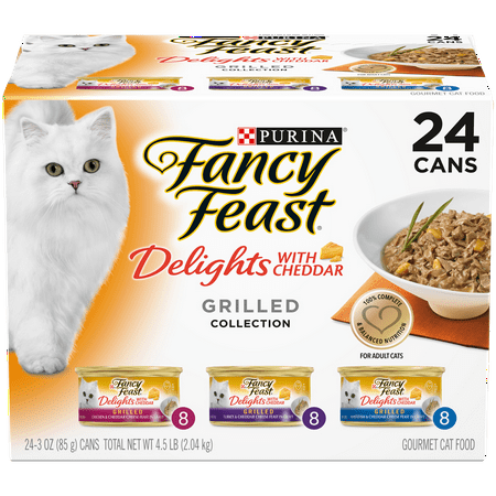 (24 Pack) Fancy Feast Delights With Cheddar Grilled Collection Wet Cat Food Variety Pack, 3 oz. (Best Canned Cat Food For Indoor Cats)