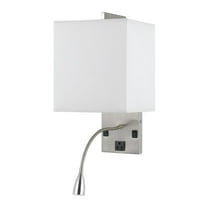 Cal Lighting 15" 60W Modern Metal Wall Lamp in Brushed Steel/White