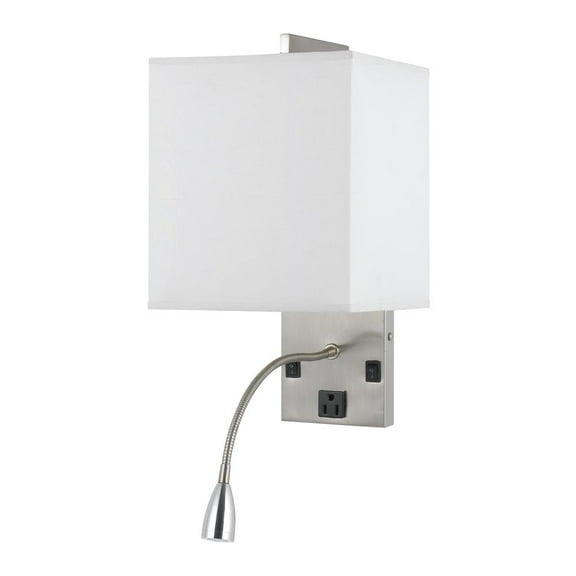 Cal Lighting 15" 60W Modern Metal Wall Lamp in Brushed Steel/White