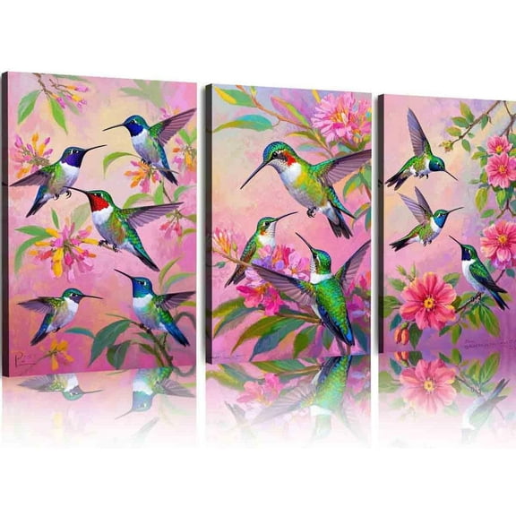 Hieng Canvas Oil Painting Hummingbird Oil Original Painting Birds Original Fine Art Friendship Animals Artwork Gifts for Her Unframed