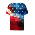 thumbnail image 4 of Odbmxy 4th of July T Shirt Women V-Neck Elbow-Length Plus Size Womens Tops Summer Button Casual Vacation Loose Stars Tops, 4 of 5
