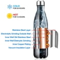thumbnail image 2 of Botella de agua de acero inoxidable termo reutilizable sin Bpa Botella de agua aislada al vacío de doble pared - 24 horas de agua fría o 12 horas de agua caliente 750Ml 8 * 31Cm JFHHH pequeña, 2 of 5