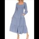 thumbnail image 3 of Vestido Elegante para Mujer, con Escote Cuadrado, Larga, Volantes, Cintura Alta, Ajustado, Plisado y Bolsillos, para y Otoño Azul S, 3 of 10