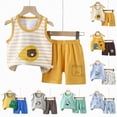 thumbnail image 2 of HCNTES Toddler Boy Tank Outfit Boy Allover Print Tank Top and Shorts 2-Piece Set Boys Summer Clothes for Warm Weather Play, 2 of 9