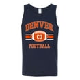 thumbnail image 2 of Wild Bobby City of Denver DEN American Football Fantasy Fan Sports Mens Graphic Tank Top, Navy, Small, 2 of 3