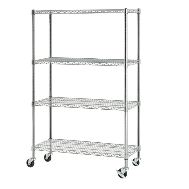 Excel NSF Multi-Purpose 4-Tier Wire Shelving Unit with Casters, 36 in ...