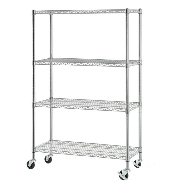 Excel NSF MultiPurpose 4Tier Wire Shelving Unit with Casters, 36 in. x 14 in. x 59 in., Chrome