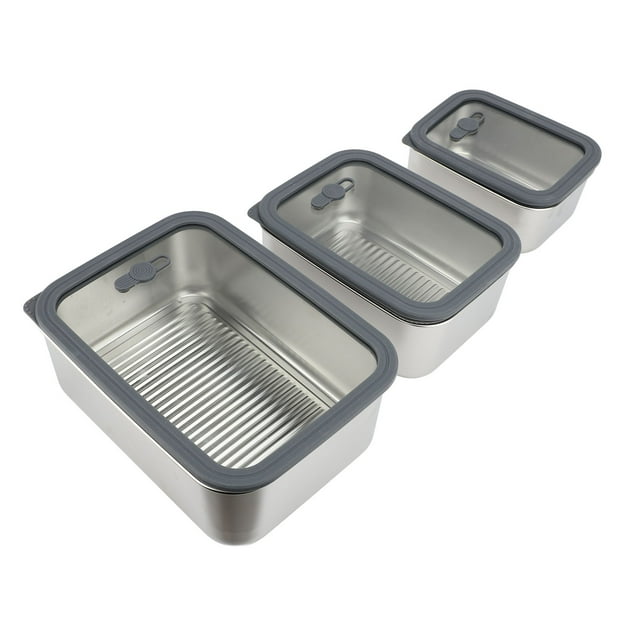 Contenedor de Almacenamiento de Alimentos, Contenedor de Preparacia para Alimentos 650 ml 1300ml 2300ml 3pcs Eco Amigable Para Refrigerador