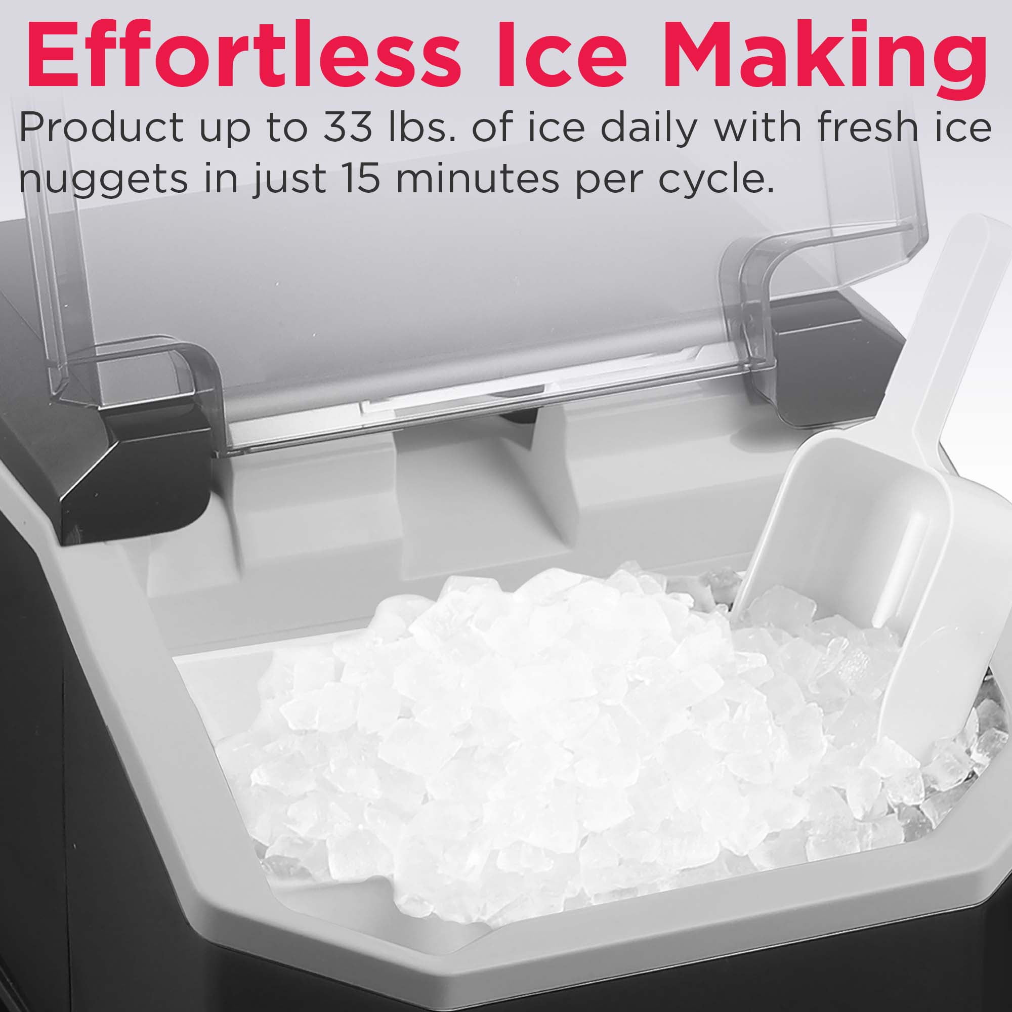 Frigidaire 33 lbs. Nugget Ice Maker,  Self-Cleaning Countertop Ice Machine with Digital Controls, Black