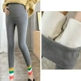 thumbnail image 5 of Zwiiyzr Maternity Leggings for Womens Winter Over The Belly Fleece Lined Leggings Plush Thickened Warm Thermal Pants High Waist Pregnancy Pants Maternity Clothes Dark Gray, 5 of 6