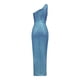 thumbnail image 4 of Vestidos de invitada de boda Prolriy para mujer, vestido largo plisado con lentejuelas y abertura en la cintura con lazo de un hombro para mujer 2024, vestidos de mujer azul 1 S, 4 of 7