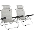 thumbnail image 1 of Outsunny Ensemble de 2 Chaises Longues Pliantes, Chaises d'Extérieur Inclinables, 1 of 10