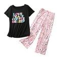 thumbnail image 3 of WCJM Black Women's Cotton Pajama Set Cute 2 Piece Set Comfy Summer V Neck Short Sleeve Shirt Capri Sleepwear, 3 of 3