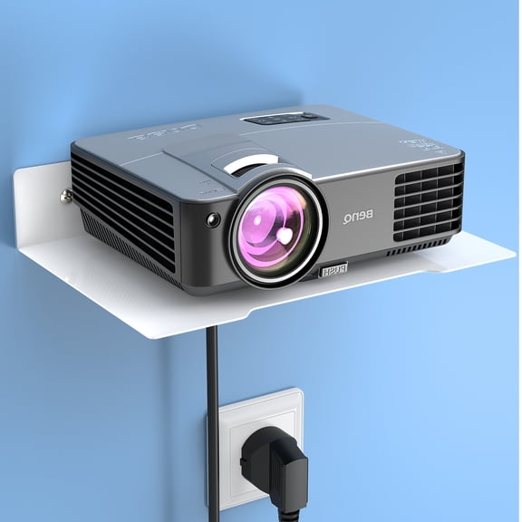 Small Projector Shelf,Projector Wall Mount Floating Rack Holder with Cable Ties White