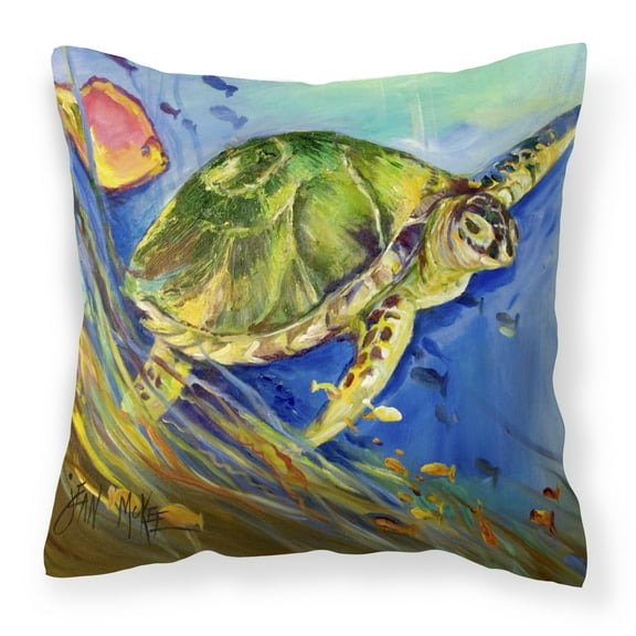 Carolines Treasures JMK1262PW1414 Loggerhead Sea Turtle Canvas Fabric Decorative Pillow  14Hx14W multicolor