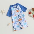 thumbnail image 4 of Fortune Unisex Toddler Rash Guard Baby Swimsuit Cute Dinosaur Print Short Sleeve Zipper Swimwear, 4 of 8