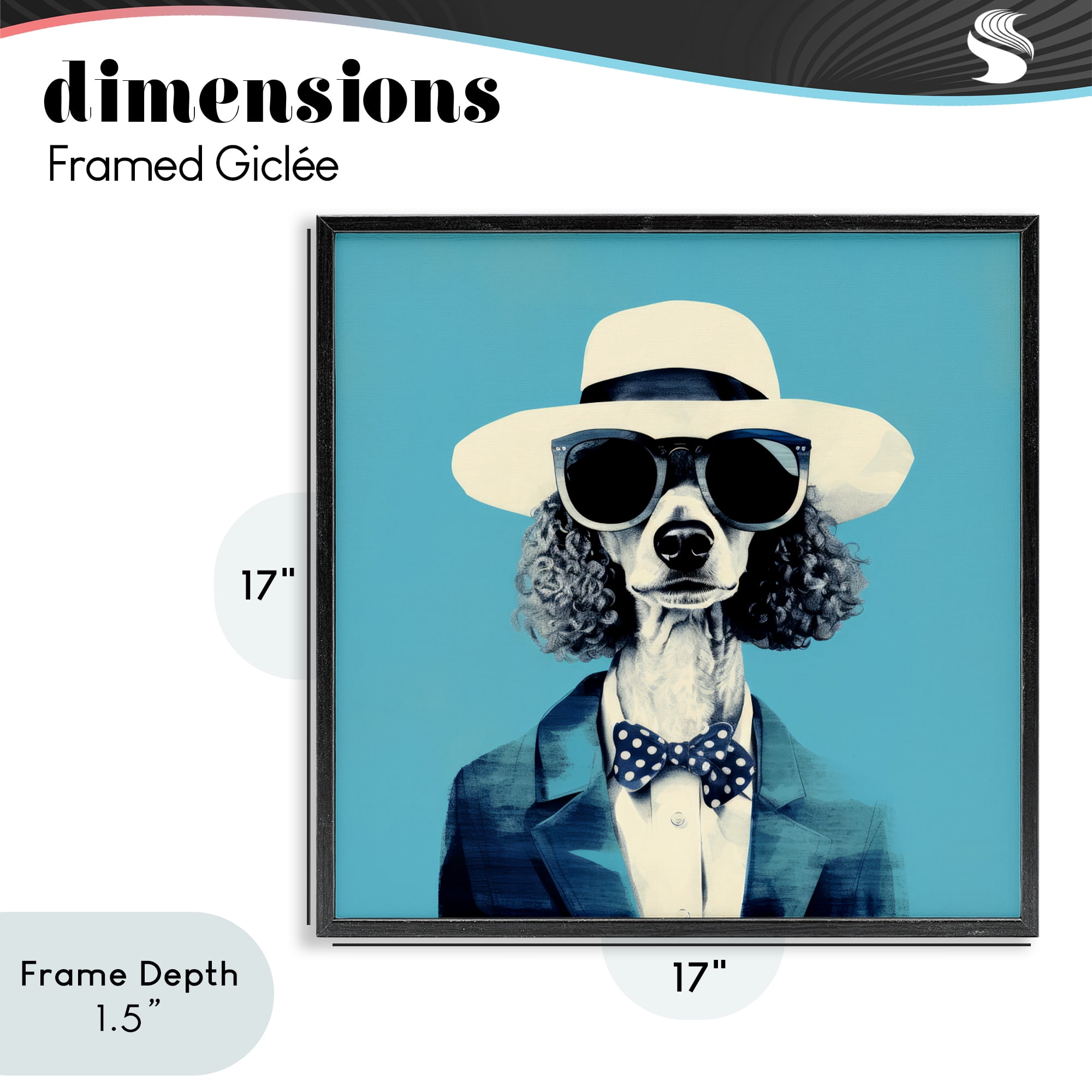 Stupell Industries Canine Cool Retro Outfit Black Framed Giclee Art, design by Ray Powers