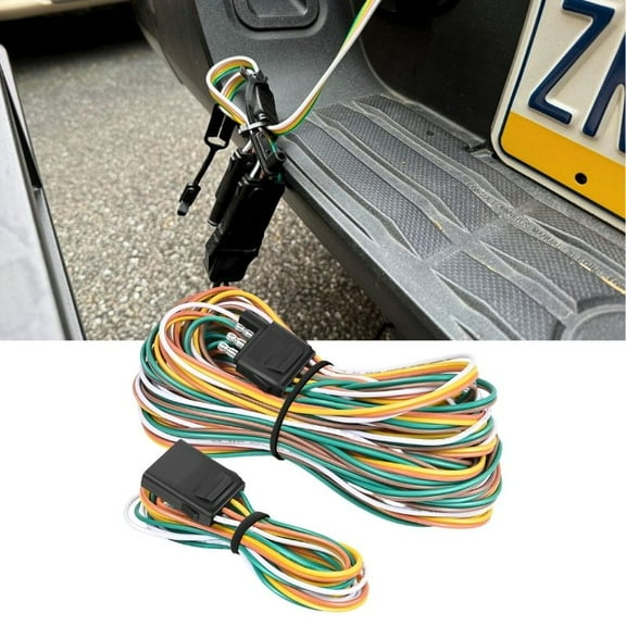 Nilight 4 Pin Flat Trailer Wiring Harness Kit 18AWG 25 Feet Male 4Feet Female Wishbone-Style Wiring Harness Extension kit for Utility Boat Trailer Lights