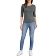 thumbnail image 2 of INSPIRE CHIC Women's Tops Elbow Sleeves Boat Neck Slim Fit Classic Casual Tee Shirt Dark Gray S, 2 of 6