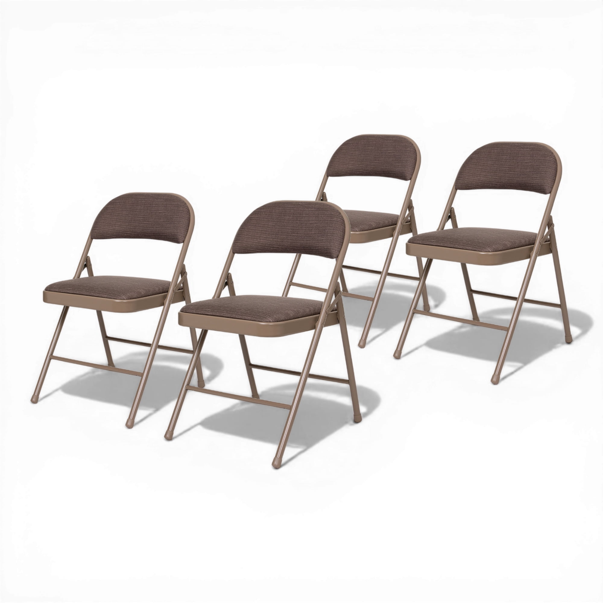 Hampden Furnishings Bernadine Collection Basics Fabric Folding Chair, Brown, Pack of 4