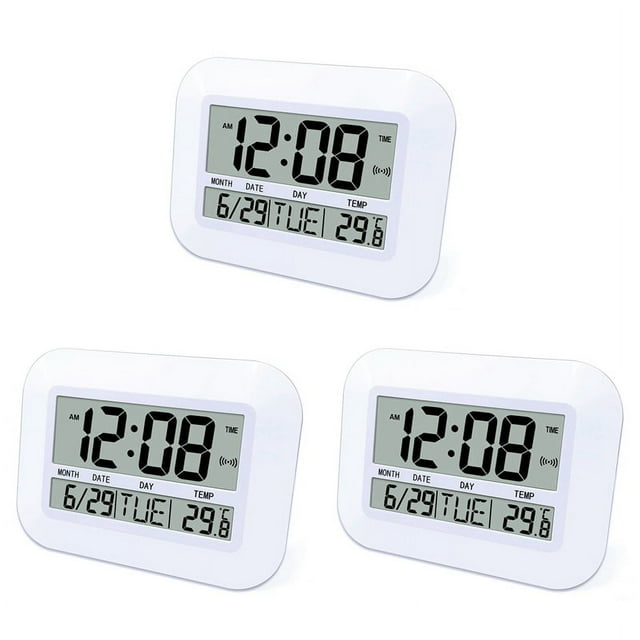 Horloge Murale Numérique 3X à Pile Simple Calendrier de Température Date Jour pour Maison Bureau