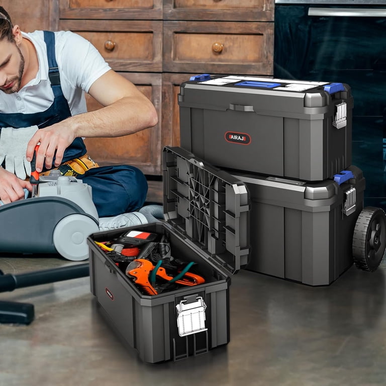 Airaj, 3-in-1 Modular Rolling Tool Box, Blue, Wheels - Walmart.com