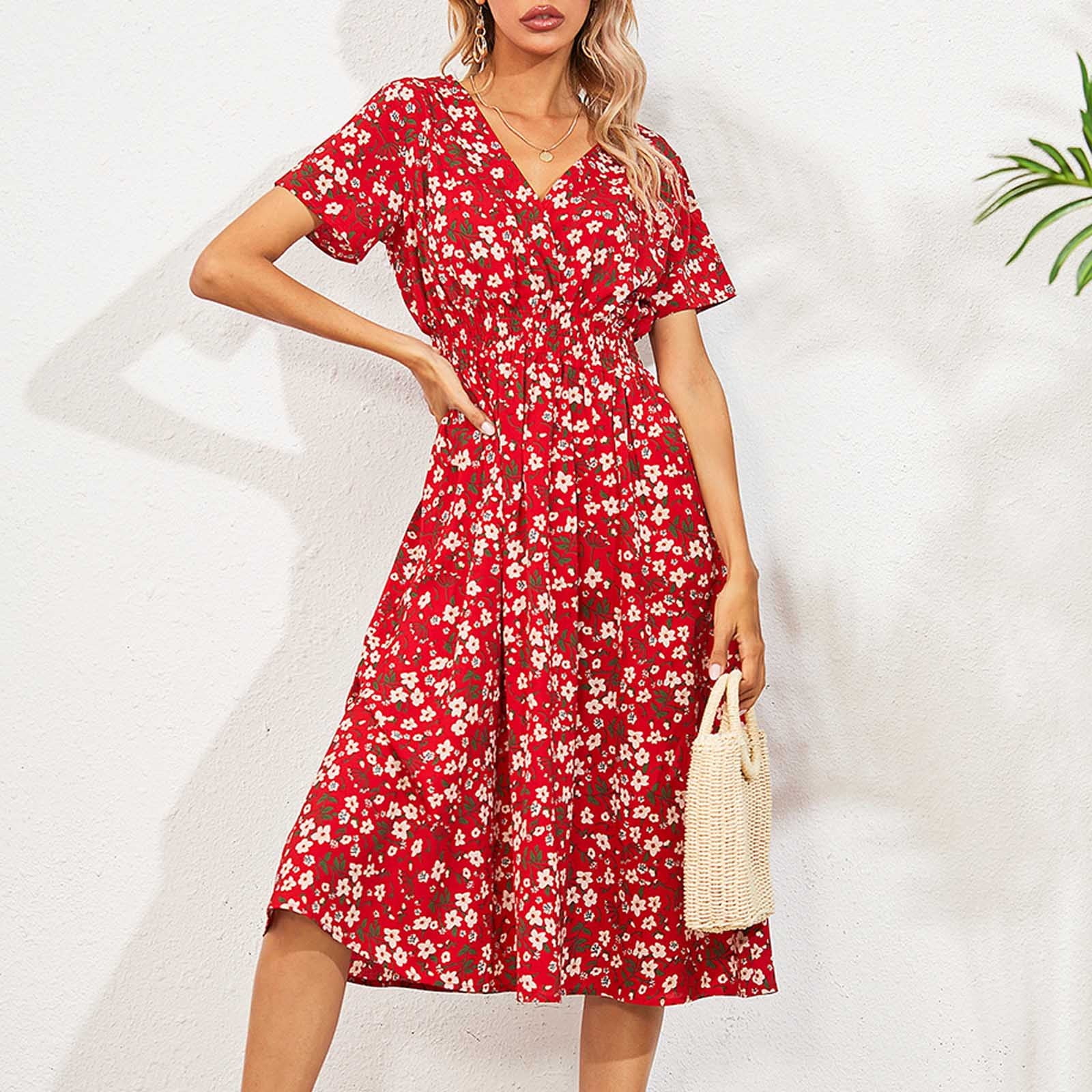red midi sundress