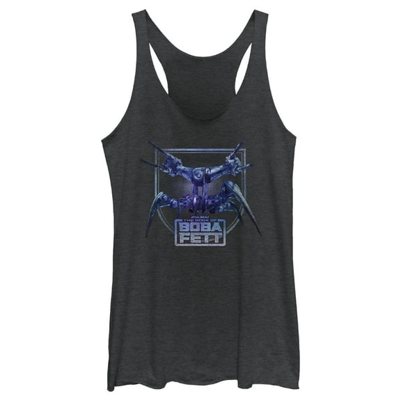 Women's Star Wars: The Book of Boba Fett Annihilator Droid Racerback Tank Top Black Heather X Small
