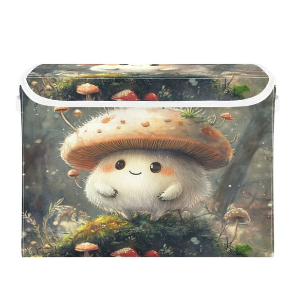 Storage Box With Lid 16.5x12.6x11.8In Foldable Stacked Household Storage Box Super Cool Mushrooms
