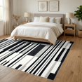 thumbnail image 3 of ODIKA 6'x9' Ultra-Soft Area Rug, Under Monochrome Bold Interlocking Bands Striped Entryway Doormat None Washable, Bare feet friendly, Silk-Touch for Guest Room, Bedroom, 3 of 7