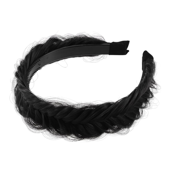 Diadema trenzada de cabello sintético Unique Bargains 1 pieza 1.65 pulgadas Negro