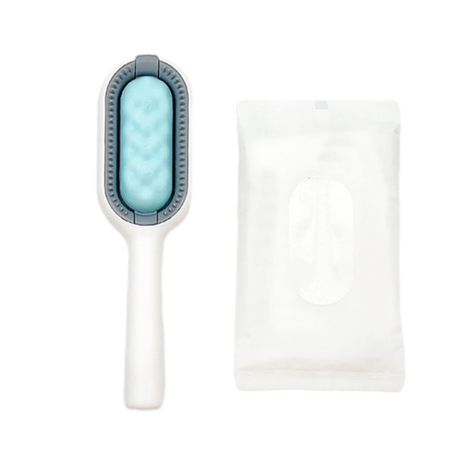 Cepillo de limpieza para gatos, cepillo de aseo para mascotas, cepillo autolimpiante, cepillo de pelo para perros para masaje y eliminación de pelo suelto (toallitas húmedas incluidas)